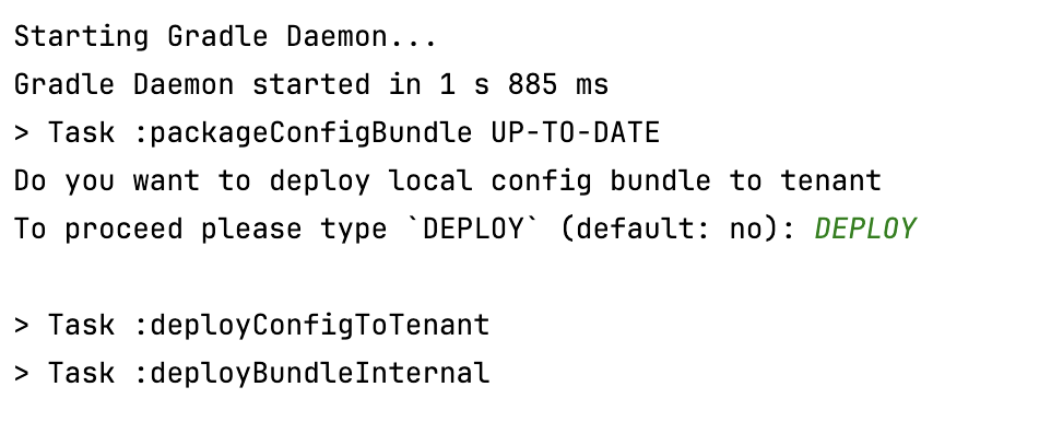 Screenshot of tenant deployment prompt in terminal