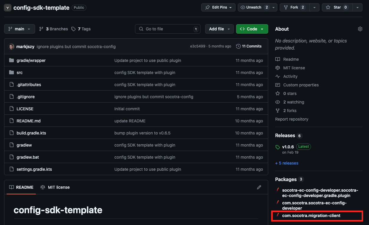 migration client package location