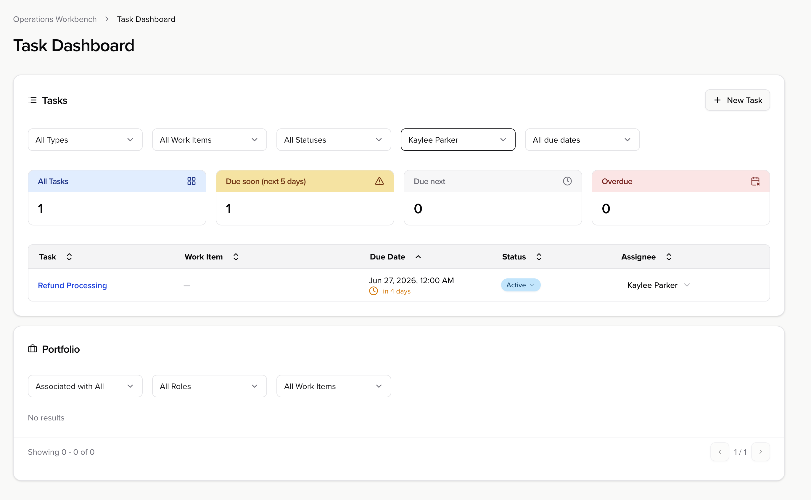 The new task dashboard